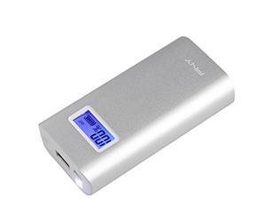 PNY AD5200 Batterie Externe téléphone Portable Rechargeable pour Smartphone/Tablette Apple iPhone/Ipad/Android/Samsung et Autres appareils compatibles 5200 mAh Metal Ecran Digital Argent