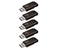 PNY Clés USB Attaché 4 – USB 2.0 32 Go – Capuchon coulissant – Pack de 5 Noir