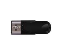 PNY Attaché 4 64GB USB 2.0 Type-A Noir - FD64GATT4-EF, lecture 25 Mo/s, écriture 8 Mo/s, compatible Windows, macOS, Linux, 53.8x19.5x9.5mm