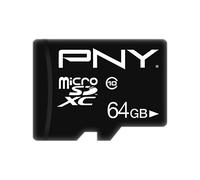 PNY Carte Mémoire MicroSD 64GB Class 10 Modèle Performance Plus 50 Mb/s Noir