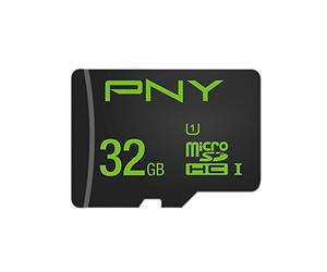 PNY Carte mémoire MicroSDHC Performance 32 Go Classe 10 avec Une Vitesse de Lecture allant jusqu'à 50Mb/s avec Adaptateur, Noir
