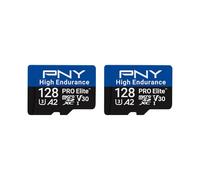 PNY Carte mémoire microSDXC 2x128Go Pro Elite™ High Endurance C10 U3 V30 A2 - Jusqu'à 100/90 Mo/s en Lecture/écriture, 4K UHD, Full HD, UHS-I, Surveillance, Enregistrement continu, caméra embarquée