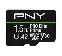 PNY Carte microSDXC 1.5TB Pro Elite Prime Class 10 U3 V30 A2 + Adaptateur SD - jusqu'à 200MB/s, Class 10, U3, V30, A2, 4K UHD, Full HD, UHS-I
