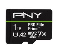 PNY Carte microSDXC 1TB Pro Elite Prime Class 10 U3 V30 A2 + Adaptateur SD - jusqu'à 200MB/s, Class 10, U3, V30, A2, 4K UHD, Full HD, UHS-I