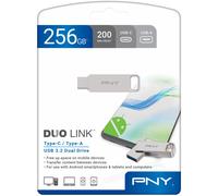PNY DUO LINK lecteur USB flash 256 Go USB Type-A / USB Type-C 3.2 Gen 1 (3.1 Gen 1) Acier inoxydable