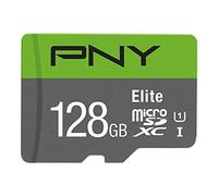 PNY Elite Carte Mémoire microSDXC 128 Go + Adaptateur SD, Vitesse de Lecture 100 Mo/s, Classe 10 UHS-I, U1 pour vidéo Full HD