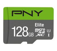 PNY Carte mémoire microSDXC Elite 128 Go + adaptateur SD 100 Mo/s Classe 10 UHS-I U1 pour Full HD