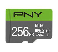 PNY Elite Carte Mémoire microSDXC 256 Go + Adaptateur SD, Vitesse de Lecture 100 Mo/s, Classe 10 UHS-I, U1 pour vidéo Full HD