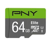 PNY Elite Carte Mémoire microSDXC 64 Go + Adaptateur SD, Vitesse de Lecture 100 Mo/s, Classe 10 UHS-I, U1 pour vidéo Full HD