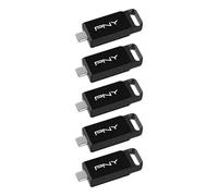 PNY Pack de 5 Clés USB 3.2 Elite™ Type-C® 64 Go - Jusqu'à 120 Mo/s en Lecture et Jusqu'à 10 Fois Plus Rapide en Écriture Que l'USB 2.0, Connecteur Type-C, Design fiable, Durable et Portable