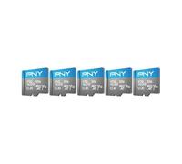 PNY Elite Lot de 5 Cartes mémoire Flash 128 Go Classe 10 U1 V10, A1 microSDXC pour appareils Mobiles, 100 Mo/s, Full HD, UHS-I, Micro SD