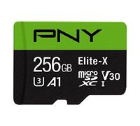 PNY Elite-X Carte mémoire microSDXC 256 Go + Adaptateur SD, 100 Mo/s Vitesse de Lecture, Classe 10 UHS-1, U3, A1 App Performance, V30 pour vidéo 4K