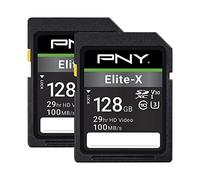 PNY Elite-X Lot de 2 Cartes mémoire Flash SDXC Classe 10 U3 V30 Classe 10 U3 V30 4K UHD, Full HD, UHS-I, 128 Go