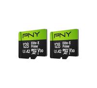 PNY Elite-X Prime C10 U3 V30 A2 Lot de 2 Cartes mémoire Flash microSDXC 128 | Jusqu'à 150 Mo/s en lecture, UHS-I, 4K UHD, Full HD, enregistrement de contenu haute résolution, smartphones, tablettes