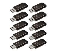 PNY Lot de 10 clés USB 2.0 Attaché 4 32 Go | Durable, léger, col coulissant, boucle pour un transport facile, rangement mobile essentiel pour le travail et l'école, noir