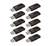PNY Lot de 10 clés USB 2.0 Attaché 4 Go | Durable, léger, col coulissant, boucle pour un transport facile, rangement mobile essentiel pour le travail et l'école, noir