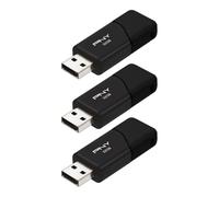 PNY Lot de 3 clés USB 2.0 Attaché 3 Go | Durable, léger, col coulissant, boucle pour un transport facile, rangement mobile essentiel pour le travail et l'école, noir