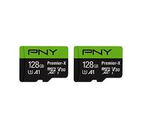 PNY P-SDU128X2V31100PX-GE Premier-X Class 10 U3 V30 Lot de 2 Cartes mémoire Flash microSDXC Classe 10 U3 V30 100 Mo/s, Classe 10, U3, V30, A1, 4K UHD, Full HD, UHS-I, Micro SD