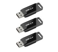 Clé USB 128GB - PNY - Attaché X - Pack de 3 - USB 3.2 Gen 1 - Lecture 130 Mo/s - Noir - Capuchon coulissant