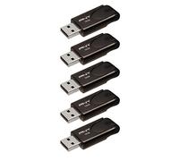 PNY Pack de 5 Clés USB 2.0 Attaché 4 avec Capuchon Coulissant, Noir, 5x16GB