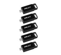 PNY Pack de 5 Clés USB 3.2 Elite™ Type-C® 64 Go - Jusqu'à 120 Mo/s en Lecture et Jusqu'à 10 Fois Plus Rapide en Écriture Que l'USB 2.0, Connecteur Type-C, Design fiable, Durable et Portable