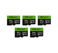 PNY Premier-X Lot de 5 Cartes mémoire Flash microSDXC Classe 10 U3 V30 100 Mo/s, Classe 10, U3, V30, A1, 4K UHD, Full HD, UHS-I, Micro SD 64 Go