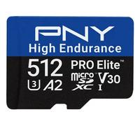 PNY Carte mémoire microSDXC 512Go Pro Elite™ High Endurance C10 U3 V30 A2 - Jusqu'à 100/90 Mo/s en Lecture/écriture, 4K UHD, Full HD, UHS-I, Surveillance, Enregistrement continu, caméra embarquée