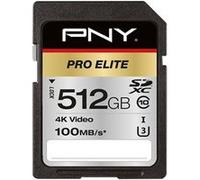 PNY Carte mémoire flash PRO Elite SDXC 512 Go UHS‑I U3 Class 10 100 Mo/s Noir