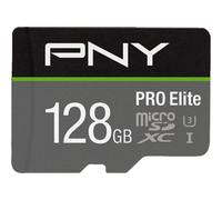 PNY PRO Elite - Carte mémoire flash (adaptateur microSDXC vers SD inclus(e)) - 128 Go - A1 / Video Class V30 / UHS-I U3 / Class10 - microSDXC UHS-I