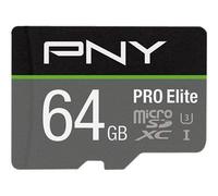 PNY PRO Elite - Carte mémoire flash (adaptateur microSDXC vers SD inclus(e)) - 64 Go - A1 / Video Class V30 / UHS-I U3 / Class10 - microSDXC UHS-I
