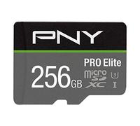 PNY Pro Elite Carte mémoire microSDXC 256 Go + Adaptateur SD, Vitess de Lecture jusqu'à 100 Mo/s, Vitesse d'écriture jusqu'à 90 Mo/s, Classe 10 UHS-I, U3, A1 App Performance, V30 pour la vidéo 4K