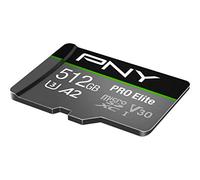 PNY Pro Elite Carte mémoire microSDXC 512 Go + Adaptateur SD, Vitesse de Lecture jusqu'à 100 Mo/s, Vitesse d'écriture jusqu'à 90 Mo/s, Classe 10 UHS-I, U3, A2 App Performance, V30 pour la vidéo 4K