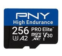 PNY Carte mémoire microSDXC 256Go Pro Elite™ High Endurance C10 U3 V30 A2 - Jusqu'à 100/90 Mo/s en Lecture/écriture, 4K UHD, Full HD, UHS-I, Surveillance, Enregistrement continu, caméra embarquée