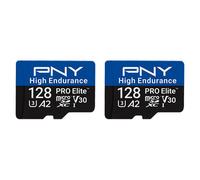 PNY Carte mémoire microSDXC 2x128Go Pro Elite™ High Endurance C10 U3 V30 A2 - Jusqu'à 100/90 Mo/s en Lecture/écriture, 4K UHD, Full HD, UHS-I, Surveillance, Enregistrement continu, caméra embarquée