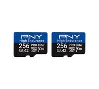 PNY Carte mémoire microSDXC 2x256Go Pro Elite™ High Endurance C10 U3 V30 A2 - Jusqu'à 100/90 Mo/s en Lecture/écriture, 4K UHD, Full HD, UHS-I, Surveillance, Enregistrement continu, caméra embarquée