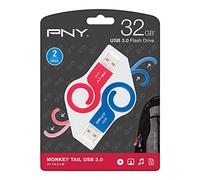 PNY Queue de Singe Lecteur Flash USB 3.0, 32 Go 2-PK, Bleu et Rouge (P-fdu32gx2tbmnk-ge)
