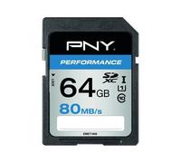 PNY SDXC Performance Mémoire De 64GB 80 MB/S UHS-I Classe 10