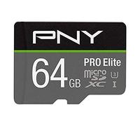 PNY U3 Pro Elite Carte microSD (jusqu'à 95 Mo/s lecture/90 Mo/s vitesse d'écriture), 64 Go (P-SDUX64U395PRO-GE)