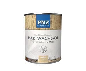 PNZ Huile de cire dure pour l'intérieur - Fabriquée de manière durable avec des matières premières régionales - Fabriquée en Allemagne - Convient pour plan de travail, meubles en bois, parquet, parquet, parquet, bac : 0,75 l, couleur : satiné