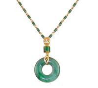 PNZLZIA Boucle de prière de paix en jade Hetian, collier pendentif en jade à la mode, pendentif pour vêtements en chaîne de pull, collier pendentif polyvalent pour vêtements (1pc)