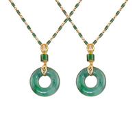 PNZLZIA Boucle de prière de paix en jade Hetian, collier pendentif en jade à la mode, pendentif pour vêtements en chaîne de pull, collier pendentif polyvalent pour vêtements (2pc)