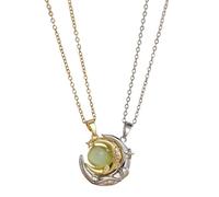 PNZLZIA Collier de couple asymétrique Soleil et Lune, collier pendentif demi-lune vintage pour couple, colliers assortis en acier titane pour couple (B4)