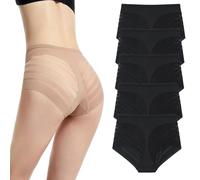 PNZLZIA Floralshe Calzones, Culotte Gainante sans Coutures et Extensible, String en Dentelle à Rayures Invisibles (Black,S)