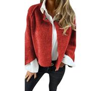 PNZLZIA Manteau en Laine à Manches Longues et col Rond pour Femme, Veste Cardigan en Cachemire Doux et Chaud, Manteau Court en mélange de Laine pour Femme (X-Large,Brick Red)