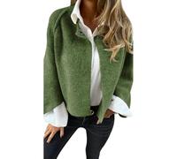 PNZLZIA Manteau en Laine à Manches Longues et col Rond pour Femme, Veste Cardigan en Cachemire Doux et Chaud, Manteau Court en mélange de Laine pour Femme (Large,Green)