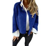 PNZLZIA Manteau en Laine à Manches Longues et col Rond pour Femme, Veste Cardigan en Cachemire Doux et Chaud, Manteau Court en mélange de Laine pour Femme (4X-Large,Blue)
