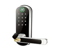 POABCVYD Poignée de porte intelligente. Serrure De Porte Intelligente À Empreinte Digitale, Application De Contrôle À Distance, Sans Clé, WIFI, Écran Tactile Numérique Avec 2 Cartes IC(Silver)