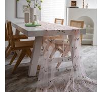 POABXYHD Nappe en Dentelle Brodée Florale en Tulle, Couverture de Table Boho, Chemin de Table en Gaze pour Fête, Mariage, Cuisine et Salle à Manger - (Fondation, 100 * 150 cm)