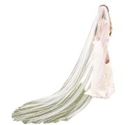 POABXYHD Voile de Mariage Long Élegant, Cathédrale en Tulle Uni, Longueur Bout des Doigts à Chapelle, Bord Coupé, Idéal pour Mariages et Séances Photo, Événements Spéciaux