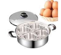 Poached Egg Pan, 4 Cup Non Stick Cooker, 8 Inch Breakfast Cookware for Kitchen, Rust Resistant Aluminum Kitchenware Steamer Insert, Egg Poacher with Even Heat Base, Cooking Tool for Brunch